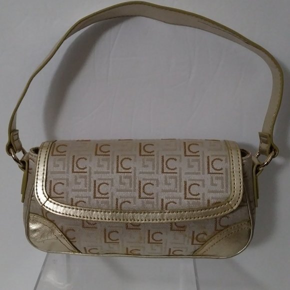 Liz Claiborne Gold Logo Canvas Small Shoulder Bag - Picture 2 of 12